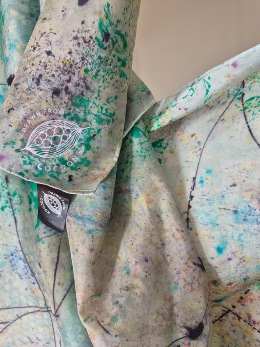 Green Aphrodisiac, a one-of-a-kind hand-painted silk wrap on 100% Mulberry silk